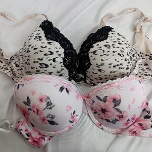 2/$30 Maidenform Just B Pink and Black Lace Bras Intimates (#108)
